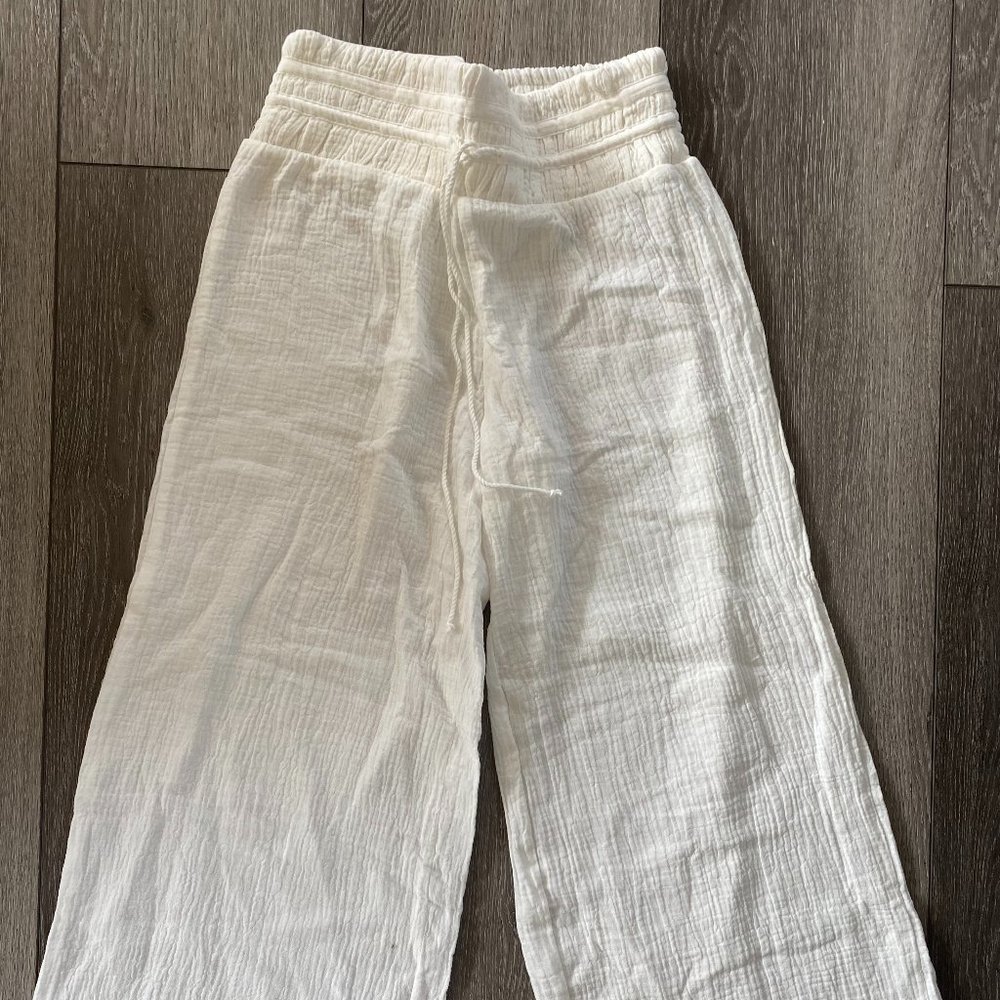 White Wide Leg Cotton Pant